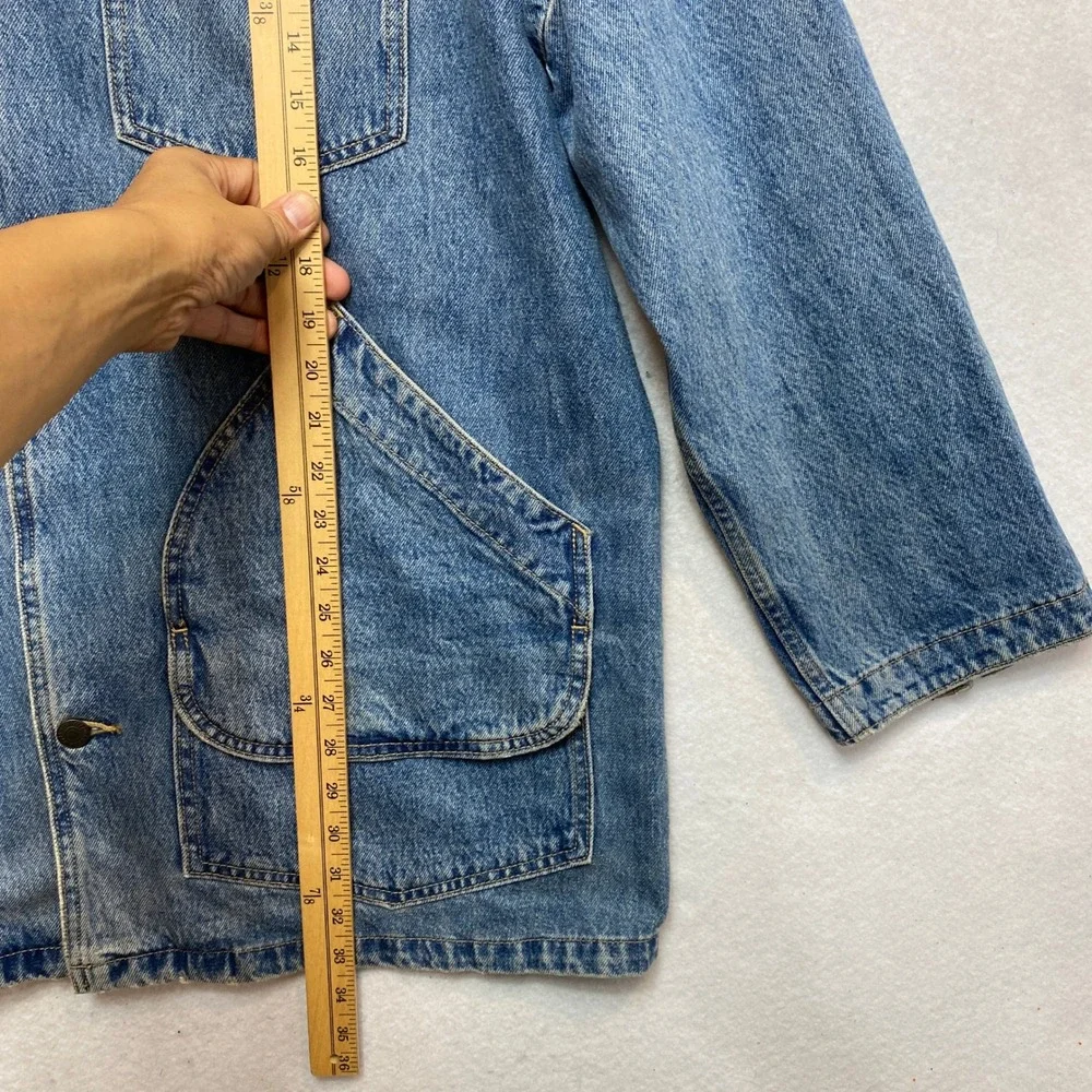 Levi's Premium Chore Coat Mens Medium Blue Denim Corduroy Collar Barn Jacket